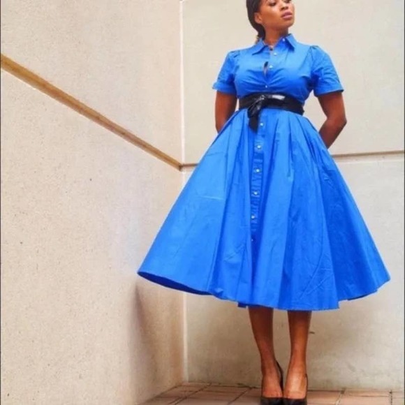 Alexis Dresses & Skirts - Alexis Womens size XL Target Button Down Shirt Maxi Dress Blue Fit & Flare